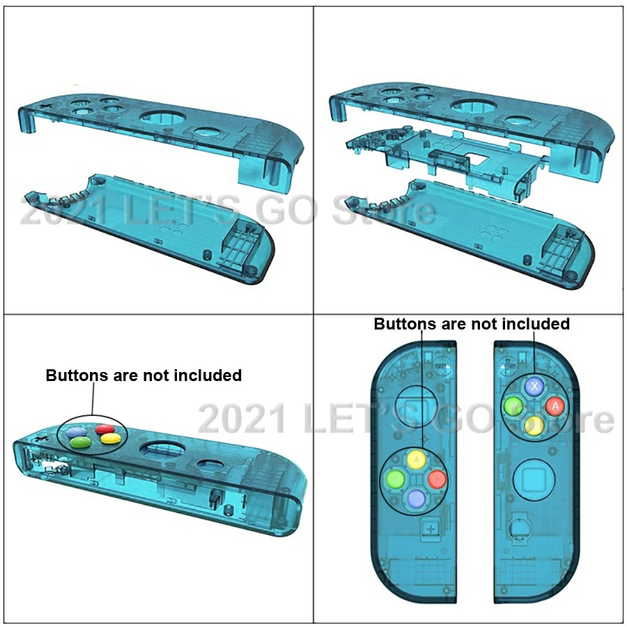 Nintendo Switch用の新しい透明な交換用ケース,青と赤の透明なリア