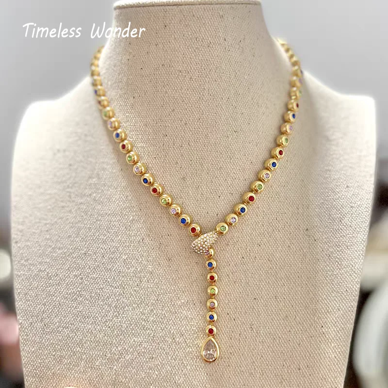 

Timeless Wonder Fancy Zircon Geo Snake Y Necklaces for Women Designer Jewelry Runway Luxury Rare Top Mix Simple Look Neat 5473