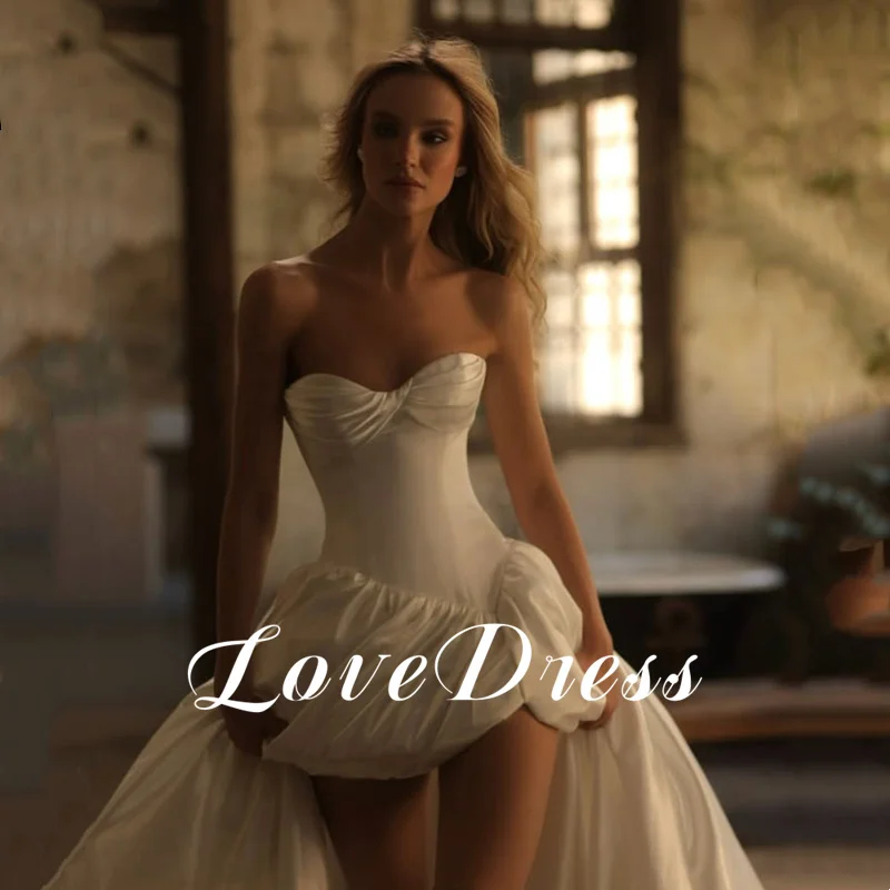 Eenvoudige vlek a-lijn mouwloze trouwjurk sexy lieverd hals sexy zijsplit backless vloerlengte jurken vestido aangepast