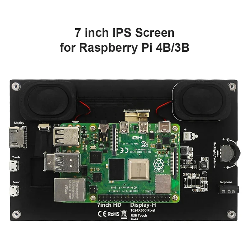 شاشة IPS محمولة تعمل باللمس ، شاشة LCD ، متوافق مع HDMI ، كمبيوتر صغير ، RPI 3B + ، 4B ، صفر ، التوت Pi 5 ، 7 "، 1024x600