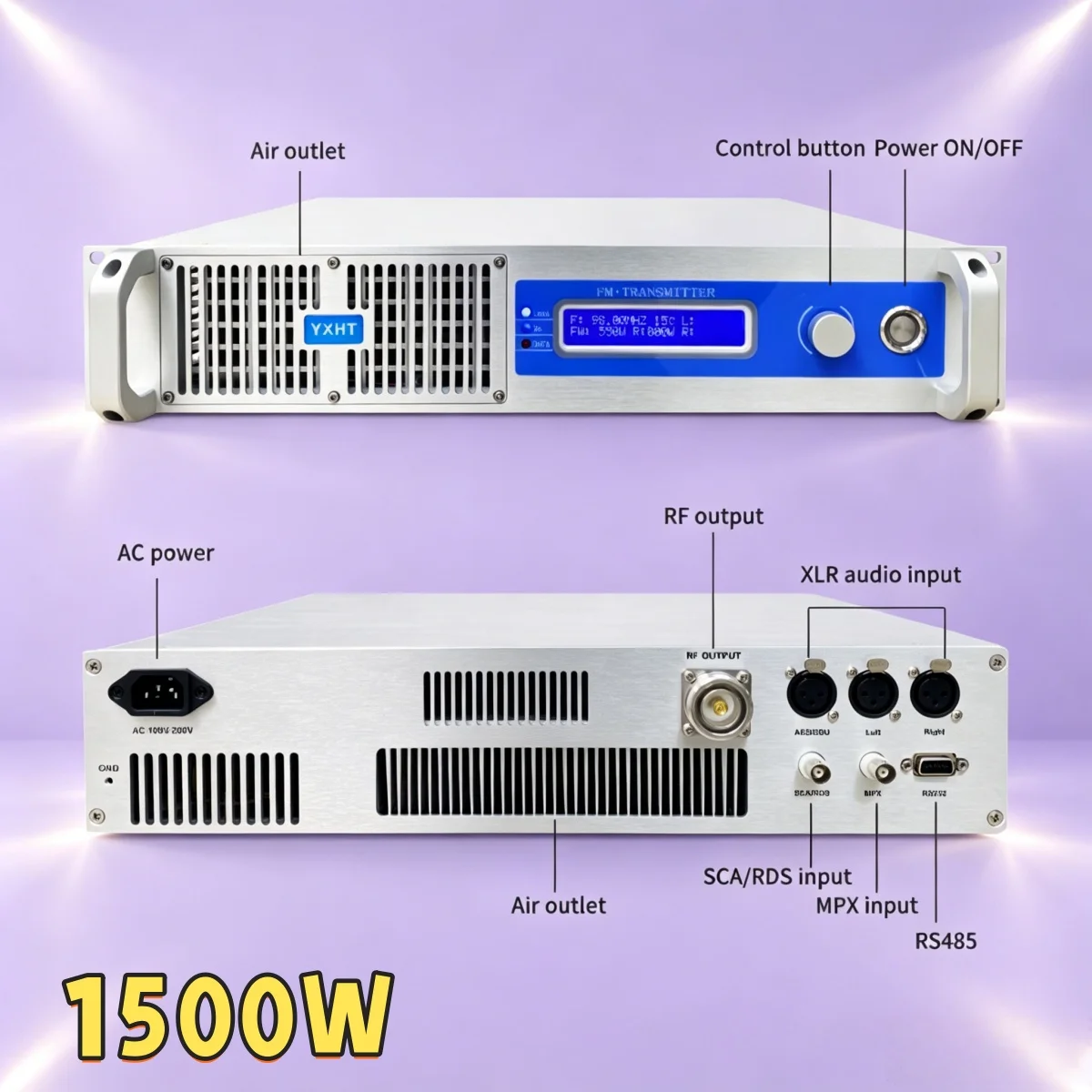 

TG- Low Power Consumption RDS YXHT-1, 1.5KW(1500W) FM Transmitter, Energy Saving Operation Reducing Daily Power Consumption Cost