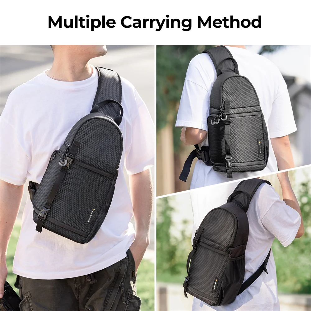 K&F Concept Camera Outdoor Travel Bag Crossbody Bag Waterproof Camera Sling Backpack DSLR/SLR Camera Case Photography Bags