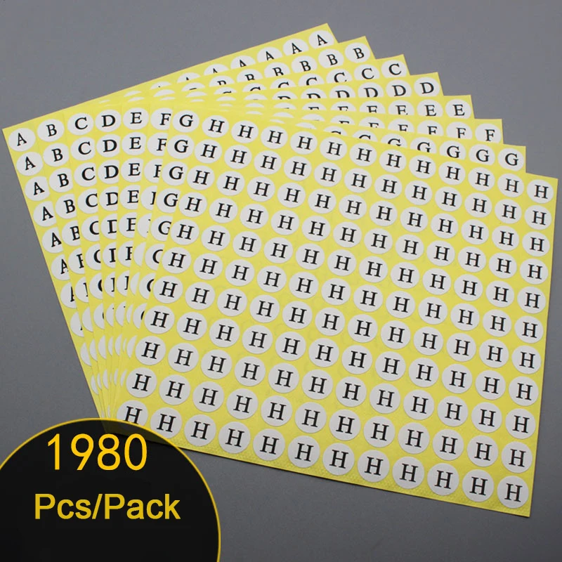 1980Pcs A-Z Letter Label 13mm Round Paper Sticker Mini English Letter Stickers Classification Mark Labels Stationery Supplies