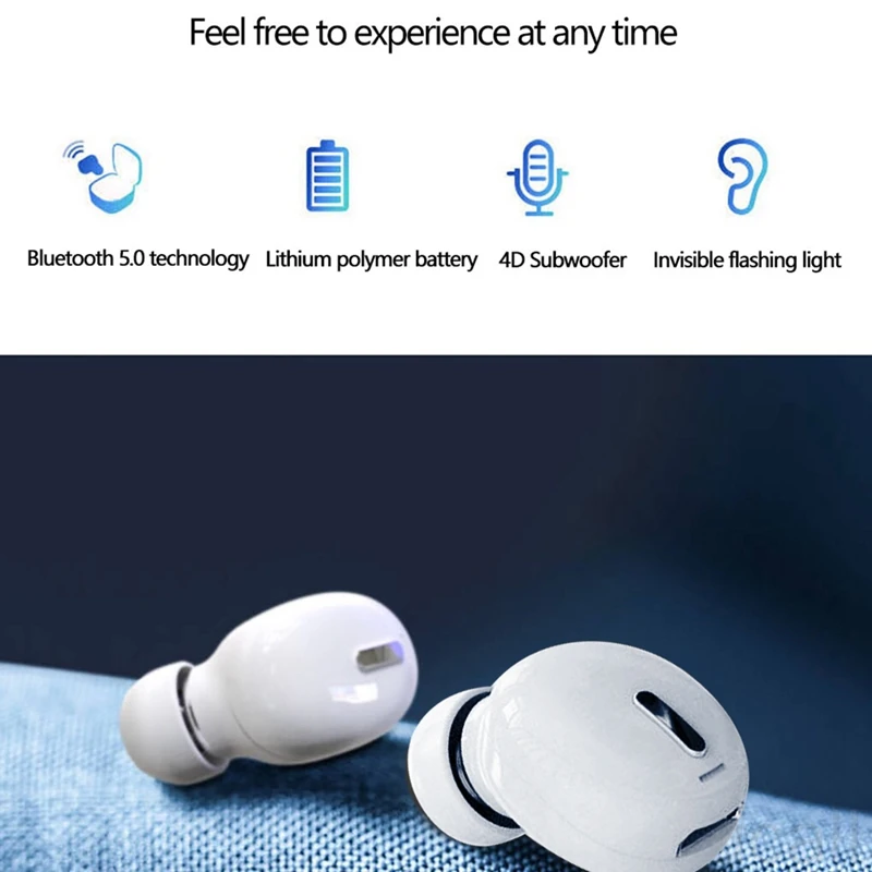 Mini auriculares intrauditivos con Bluetooth 5,0, audífonos estéreo manos libres con micrófono, tapones para los oídos de negocios