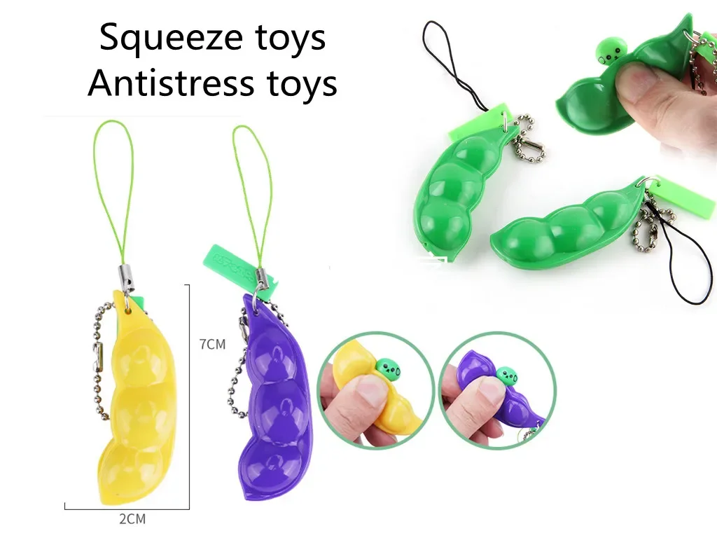 5pcs simulate pea children's game squeeze toys stress relief toys and stress relieving tools backpack pendant for key