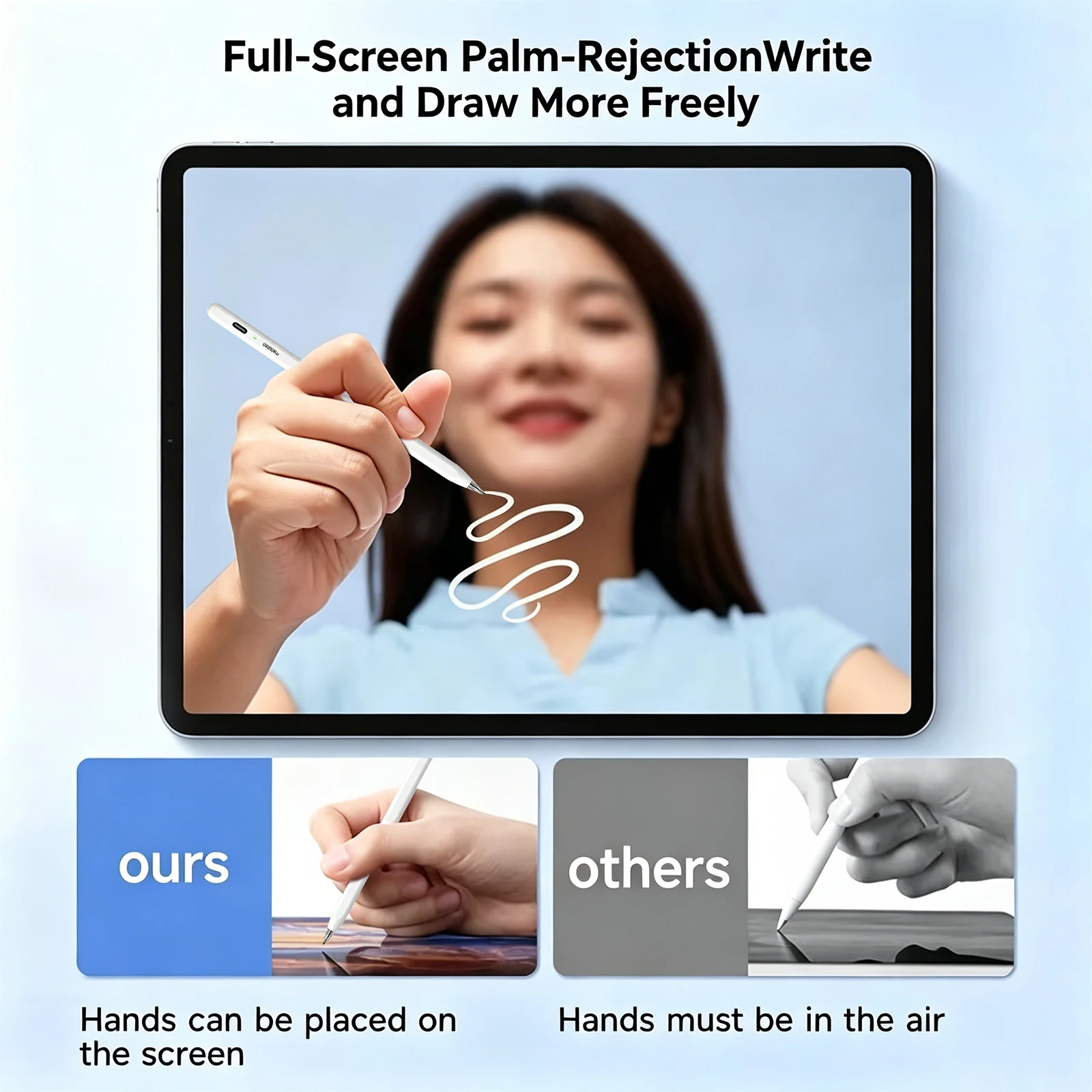 MetaPen A8 Tilt Stylus Tablet Pen for Apple iPad Pencil 2018-2026, Palm Rejection for iPad 11 A16 Air 6/5/4 iPad Pro11/13 M4 M5