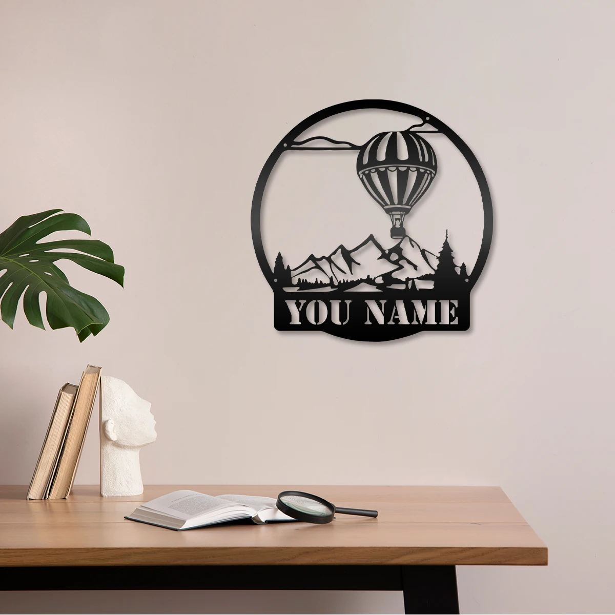 

1pc cool Hot air balloon ride through the mountains Customized Name Tin Wall Signs Metal Wall Plaque For Kids Room Home Decor