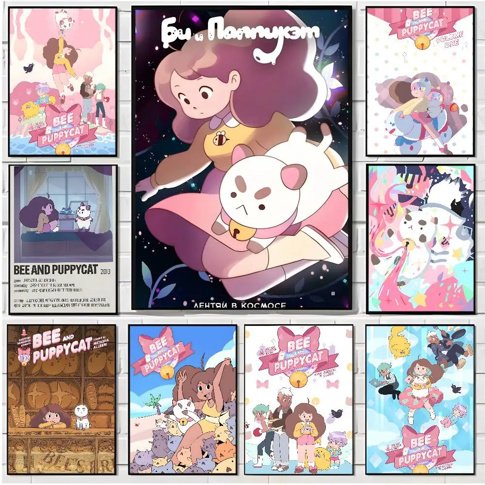 

Cartoon Bee And P-Puppycat Poster HD art sticky wall waterproof home living room bar office aesthetic decoration