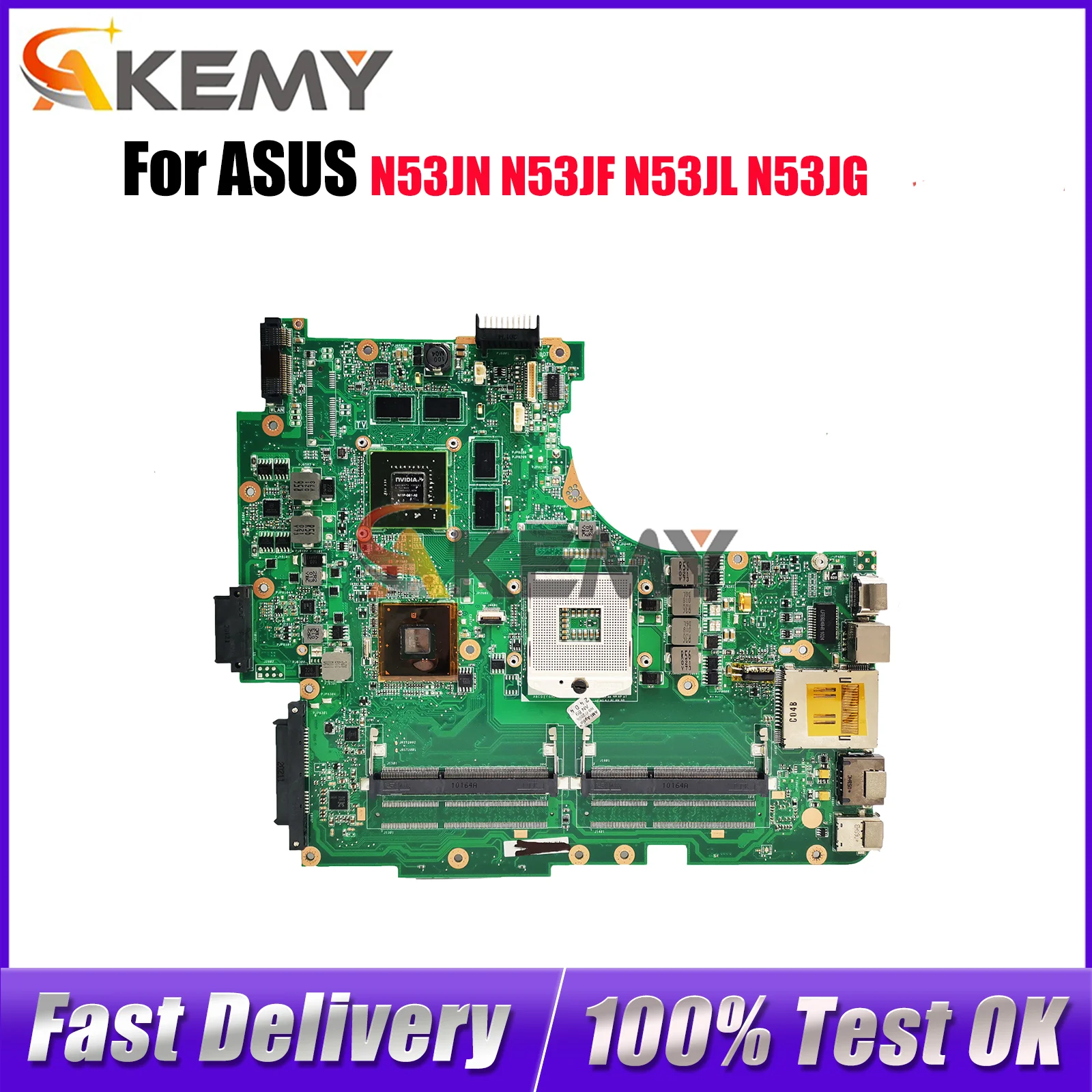 

N53JN Laptop Motherboard For ASUS N53J N53JG N53JN N53JL N53JF Notebook Mainboard in stock 100% tests OK fast shipping stk