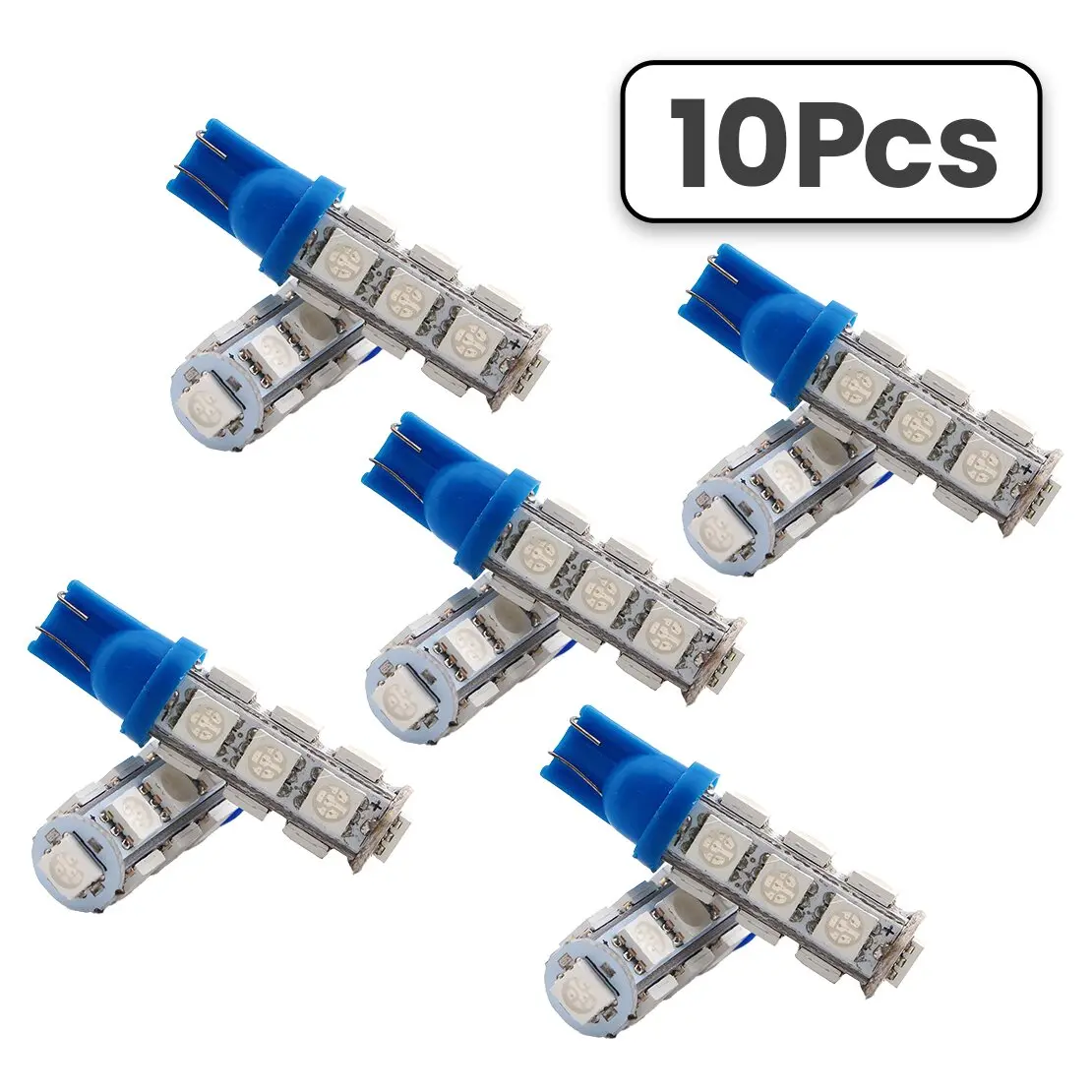 10Pcs Blue T10 5050 W5W 13SMD LED Light Lamp Bulb for RV Camper Car 193 194 2821 921 922 158 160 161 161B 168 168A 912 12V 5W