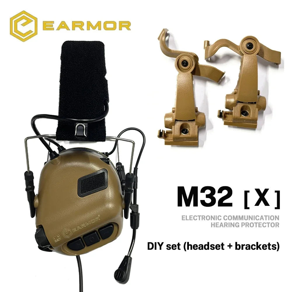 EARMOR M32X MOD4 Tactical Headset with Advanced Electronic Noise Reduction and Amplifying Pickup for RAC Rails