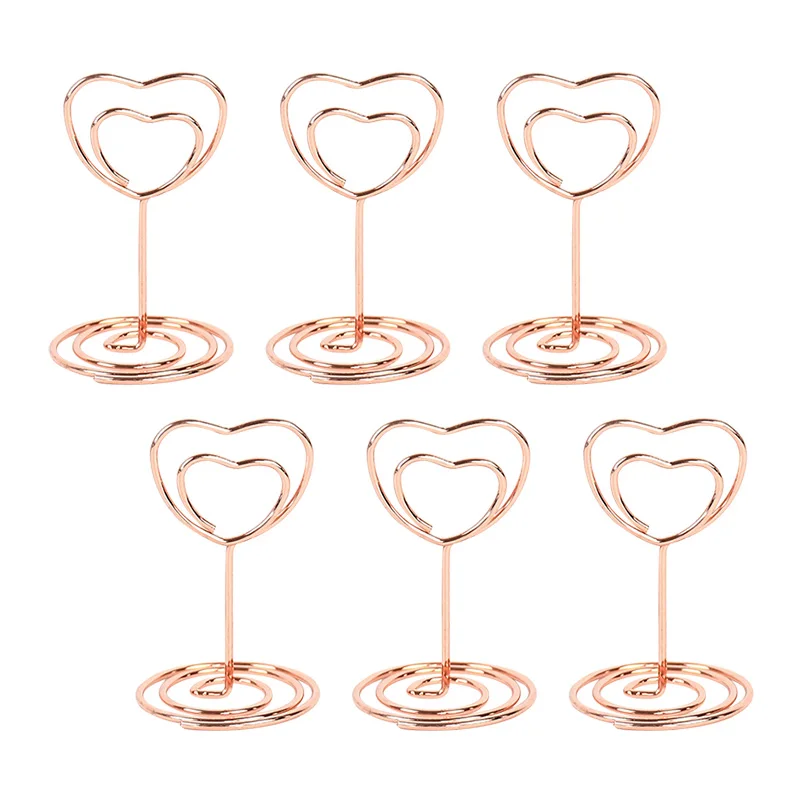 

10pcs Wedding Heart Shape Metal Place Card Holders Table Number Stand for Wedding Birthday Party Home Decor Photo Message Clips