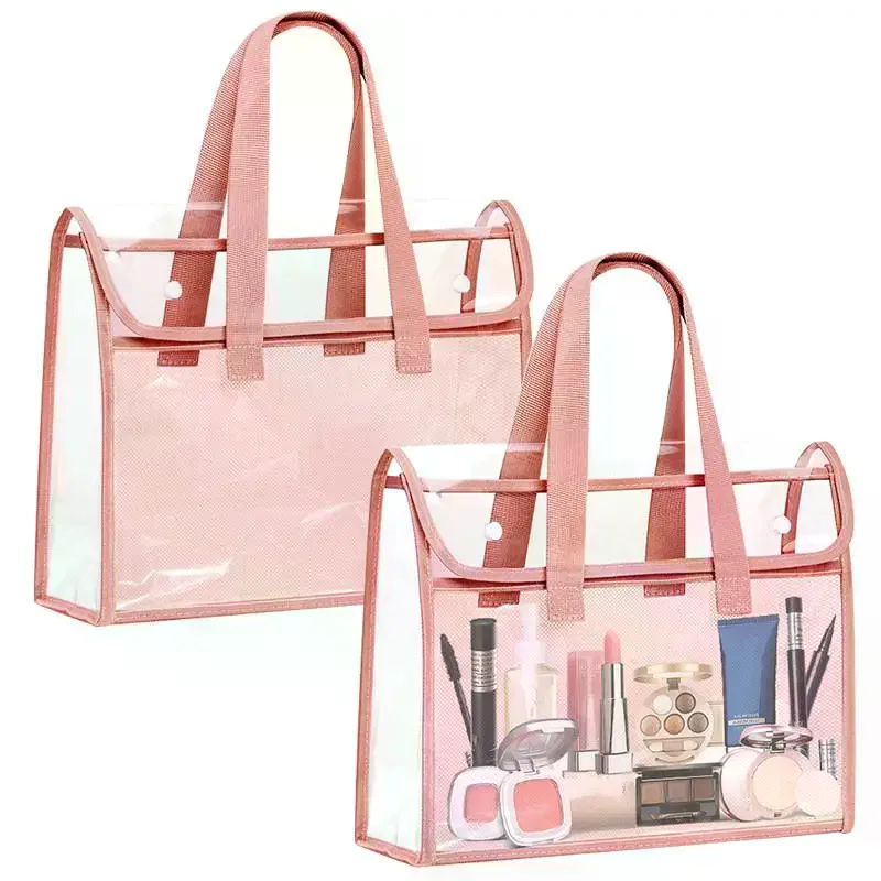 Clear PVC Exam Tote Bag Waterproof Reinforced Handles For School Exams Stationery Storage