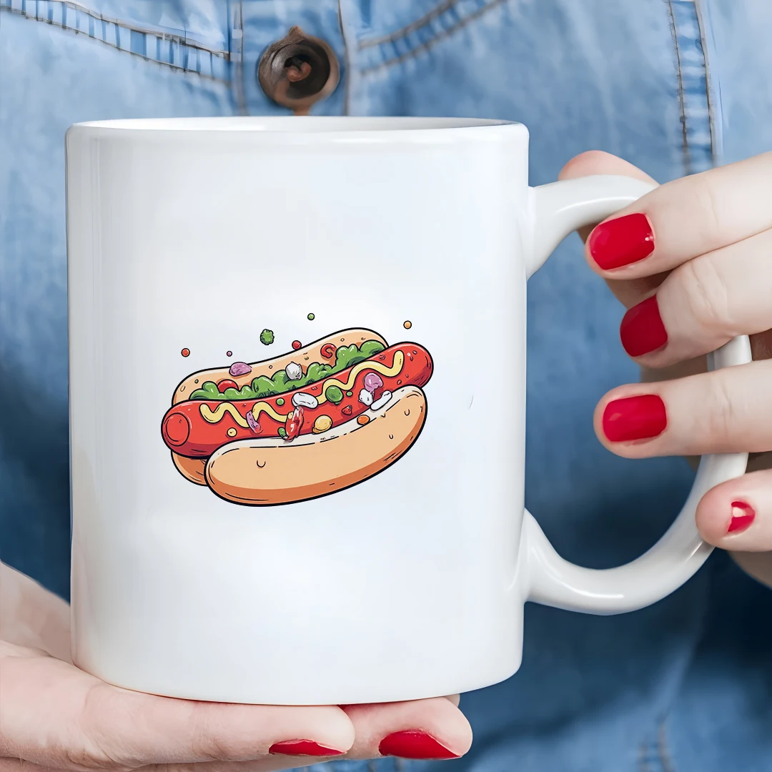 

Cartoon Hot Dog Mug 11OZ Kids Cold & Hot Beverage Cup Christmas Family Office Cup
