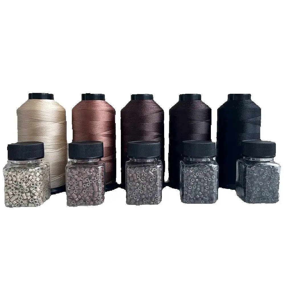 

Hair Want Nylon Sewing Thread with 4.0mm 1000Pcs Hair Extension Beads Hair Extension Kit for Weft Extensions Hair Tinsel
