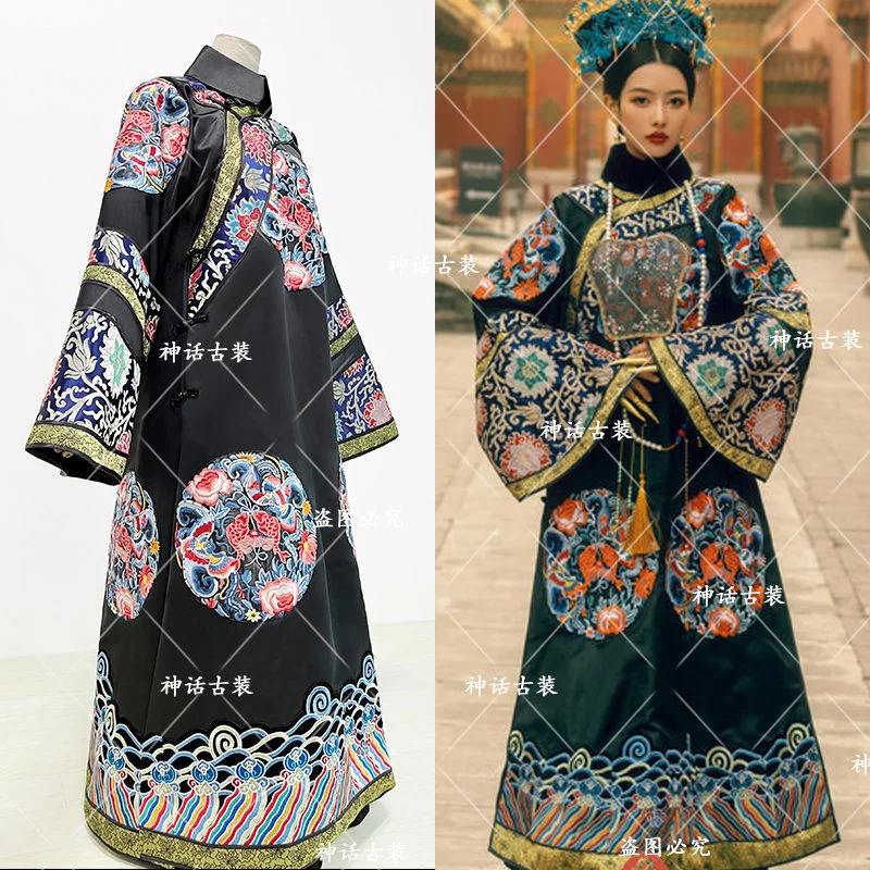 Qing Han women Qing Dynasty Clothing Hanfu Qipao Chinese Traditional Dress for Women Embroidered Long Cheongsam Mamianqun