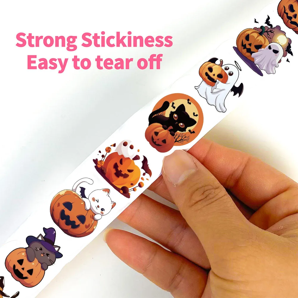 500PCS Halloween Roll Stickers Laptop Luggage Mobile Personalized Colorful Skateboard Living Room Harajuku Decoration Sticker image 3