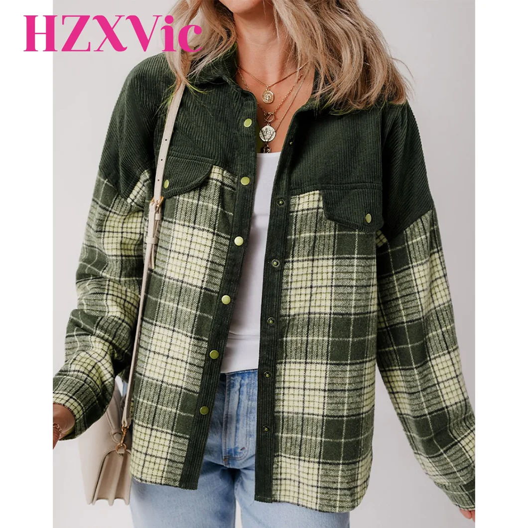 

HZXVic Womens Corduroy Button Down Shirts Dressy Casual Long Sleeve Blouses Oversized Fall Tops Jackets Shackets 2025