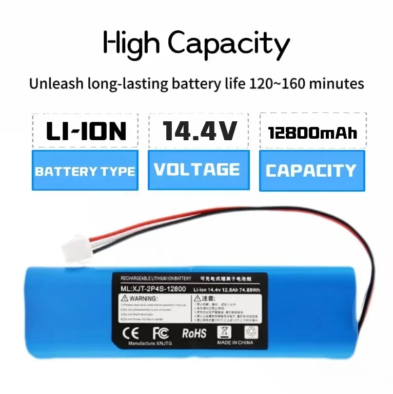 

Universal rechargeable lithium battery pack 12800mAh Suitable for Xiaomi robotic vacuum cleaners