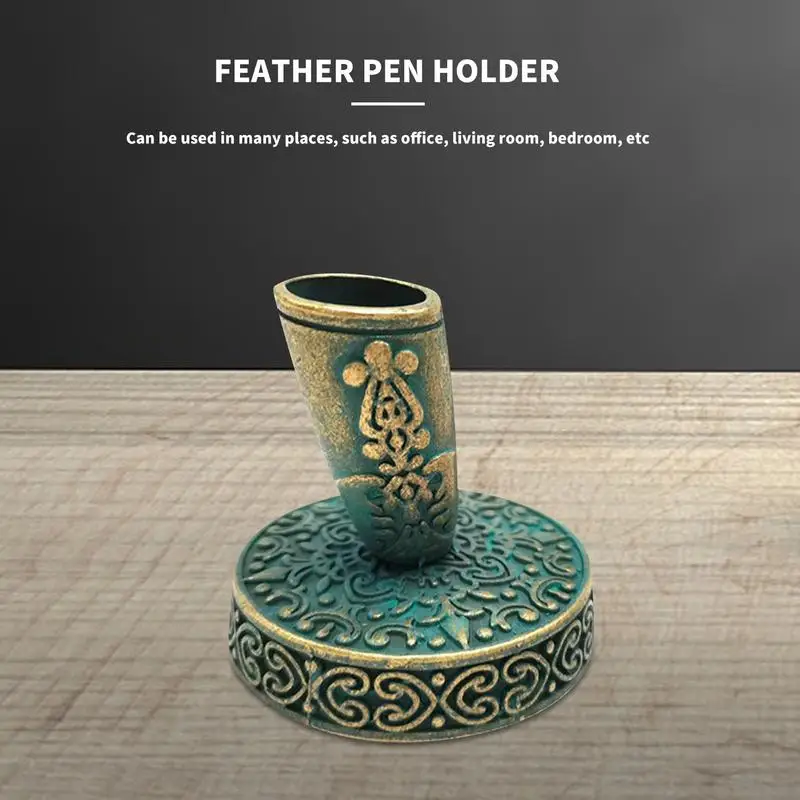 Vintage Feder Stift Stand Metall Europäischen Stil Runde Stift Halter Brunnen Pen Veranstalter Zubehör Edelstahl Lehrer Geschenke