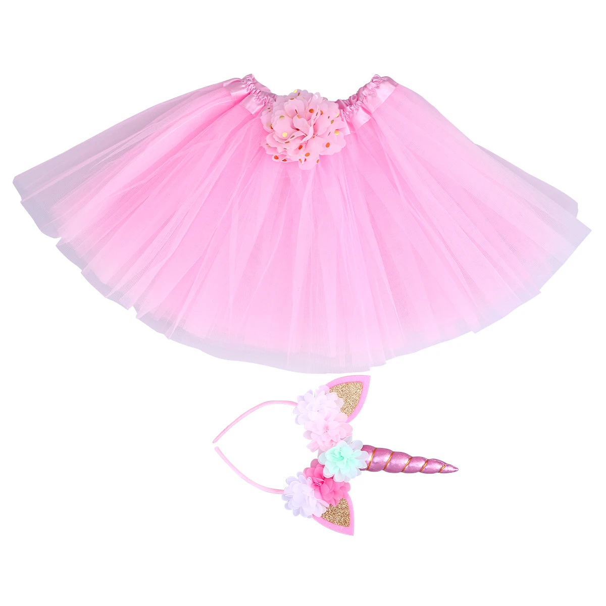 

Unicorn Headband Skirt Suit Outfits for Girls Fairy Costumes Pink Child Clothes