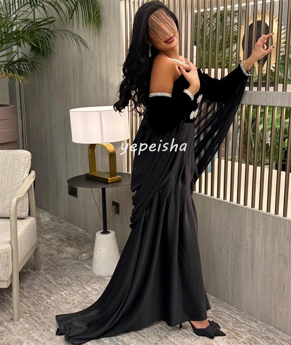맞춤형 모던 스타일 플리츠 라인스톤 드레이프 플라워 스트레이트 스트랩리스 롱 드레스, 맞춤형 주문 제작, 클래식