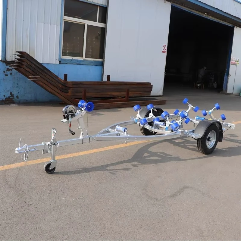 Heavy Duty 4.45m Boat Trailer, 2200 lbs Capacity, Tandem Axle with Brakes, Galvanized Frame, Adjustable Bunks & Rollers