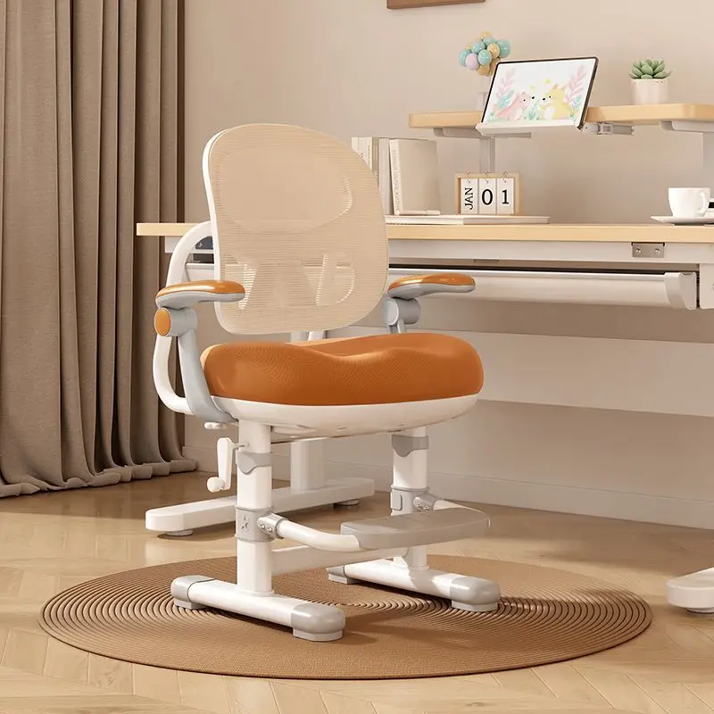 Kids Ergonomic Chair, Adjustable Height & Back Support Study Chair, Soft Cushion Writing Desk Seat for Children, Home School Use