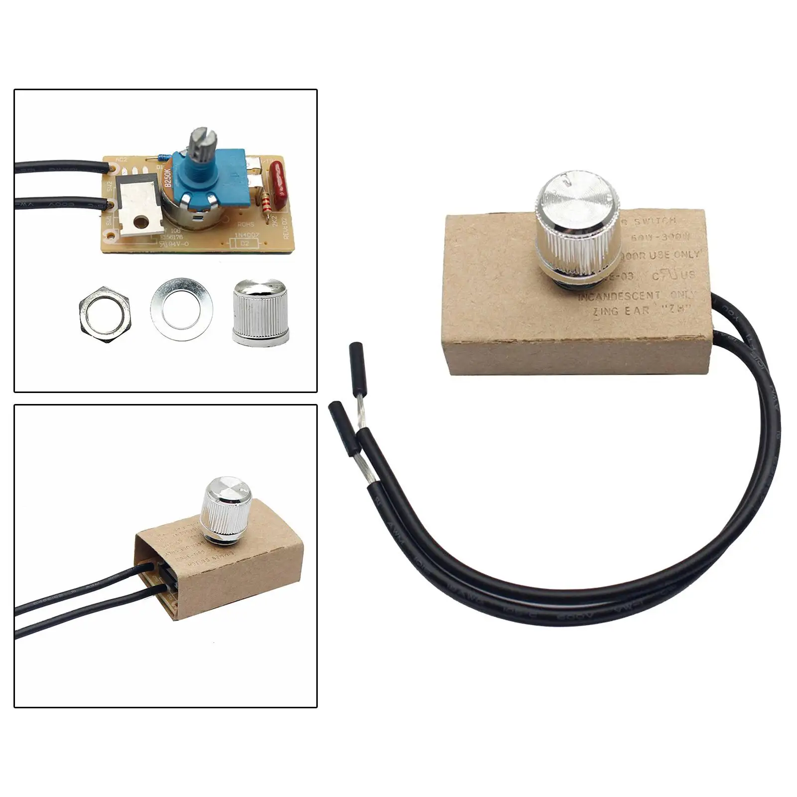 300W Wall Dimmer Switch Paper Material Dual Dimmer Paddle Switch for Boat Truck Motorcycle Dimmable LED