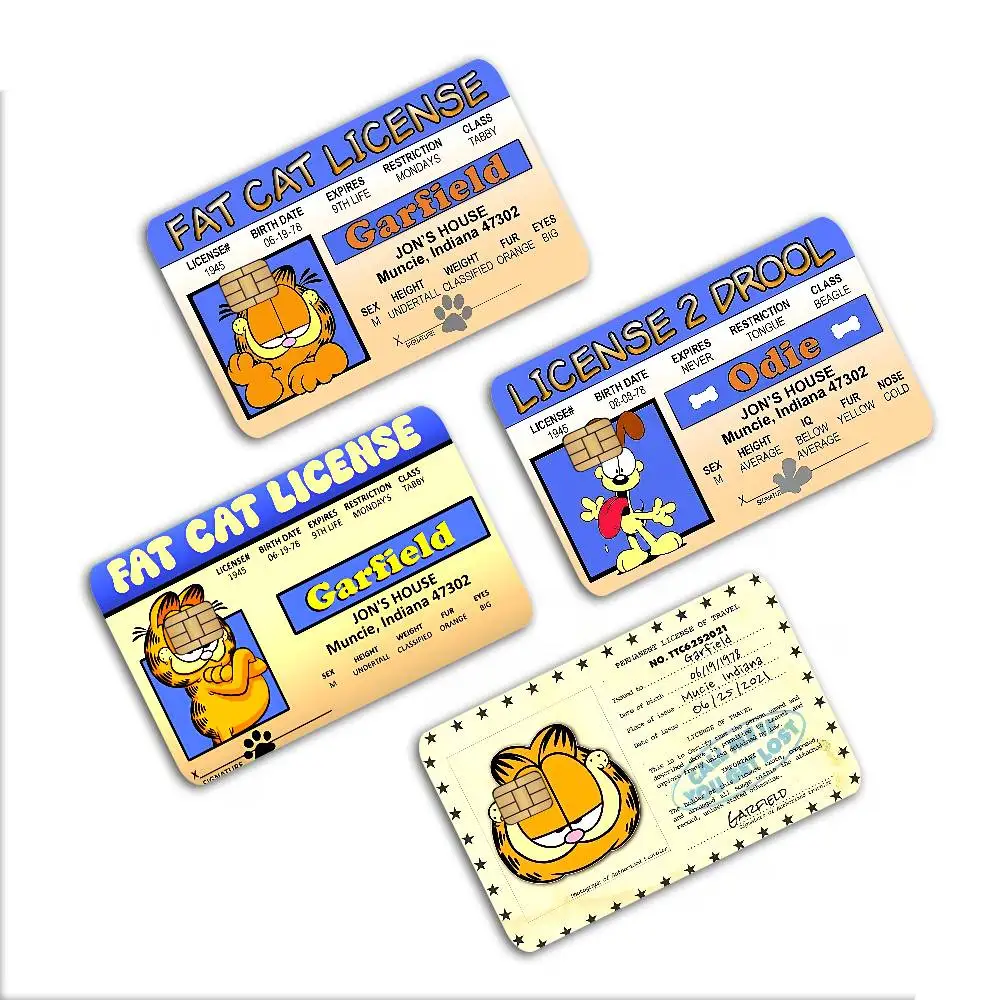 Cute Anime G-Garfields Cat Credit Card Skin Stickers No Adhesive Residue Water Proof for VISA Credit Card Subway Access Card
