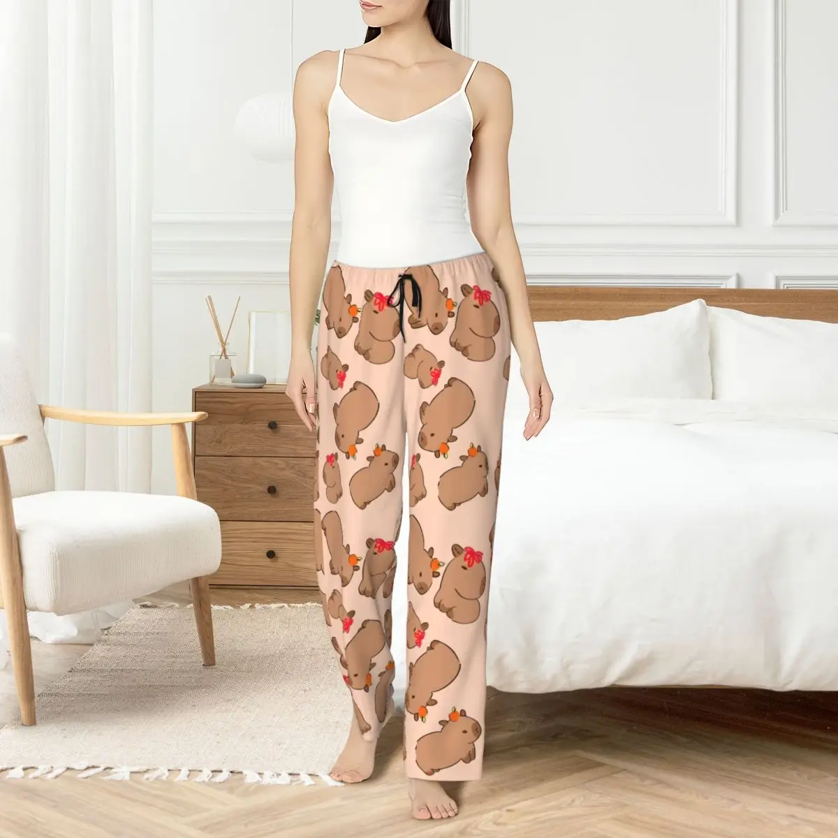 

Custom Capybara Pajama Pants for Women Cute Anime Lounge Sleep Drawstring Sleepwear Bottoms with Pockets