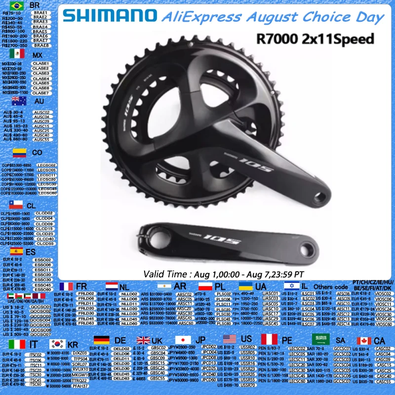 Shimano 105 R7100 pédalier 2x12 vitesses R7000 2x11s 165/170/172.5/175mm 52-36T/53-39T/50-34T vélo de route vélo manivelle mise à jour 5800