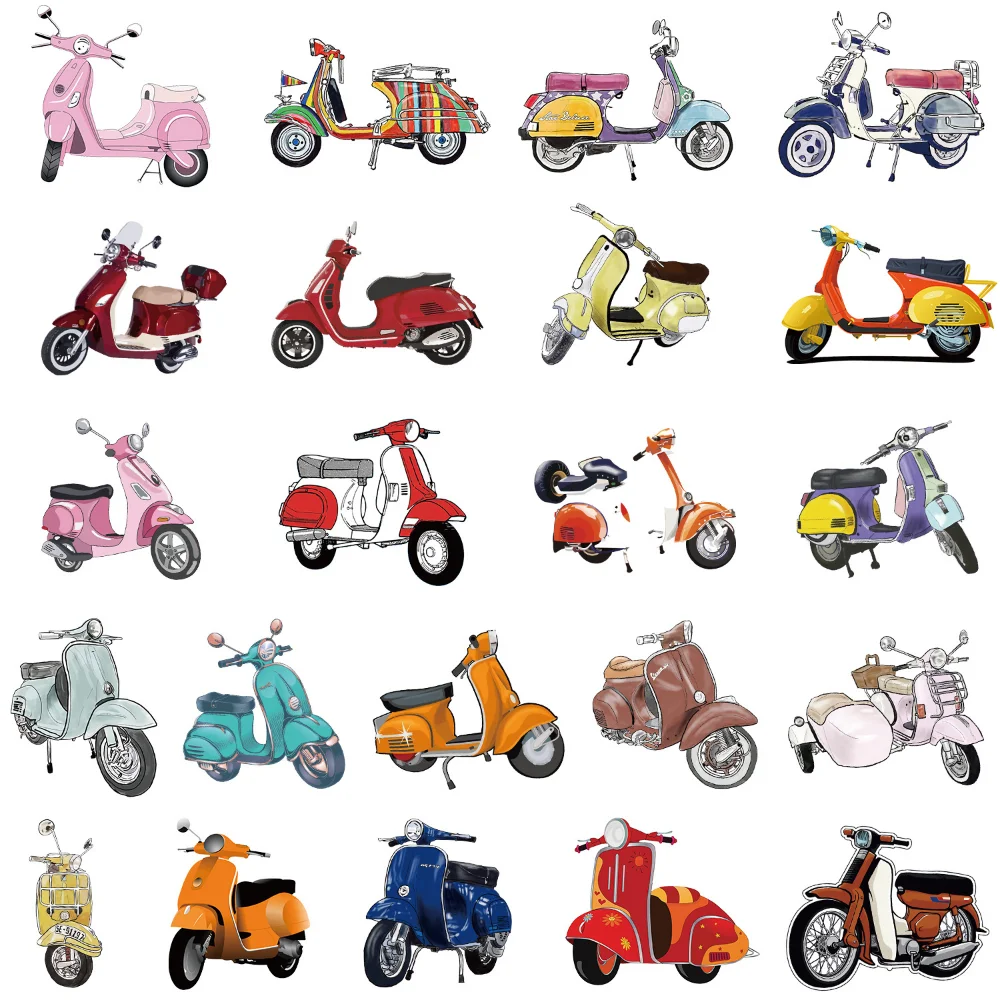 10/22pcs Retro Watercolor Motorcycle Graffiti Stickers for DIY Suitcase Water Bottle Phone Laptop Guitar Car Skateboard