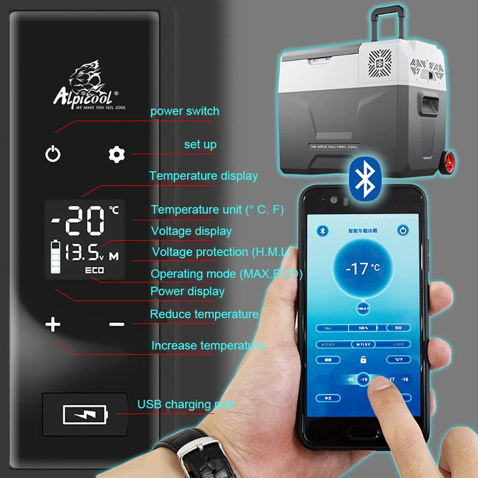 40L Alpicool Car Refrigerator 12V24V Portable Mini Fridge Compressor Freezer Outdoor Picnic Cooler 220V Home Use Truck Travel