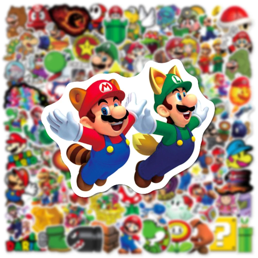 10/30/50/100pcs Game Super Mario Cartoon Stickers Cool Luigi Yoshi Graffiti Sticker Phone Skateboard Laptop Decals for Kids Toy