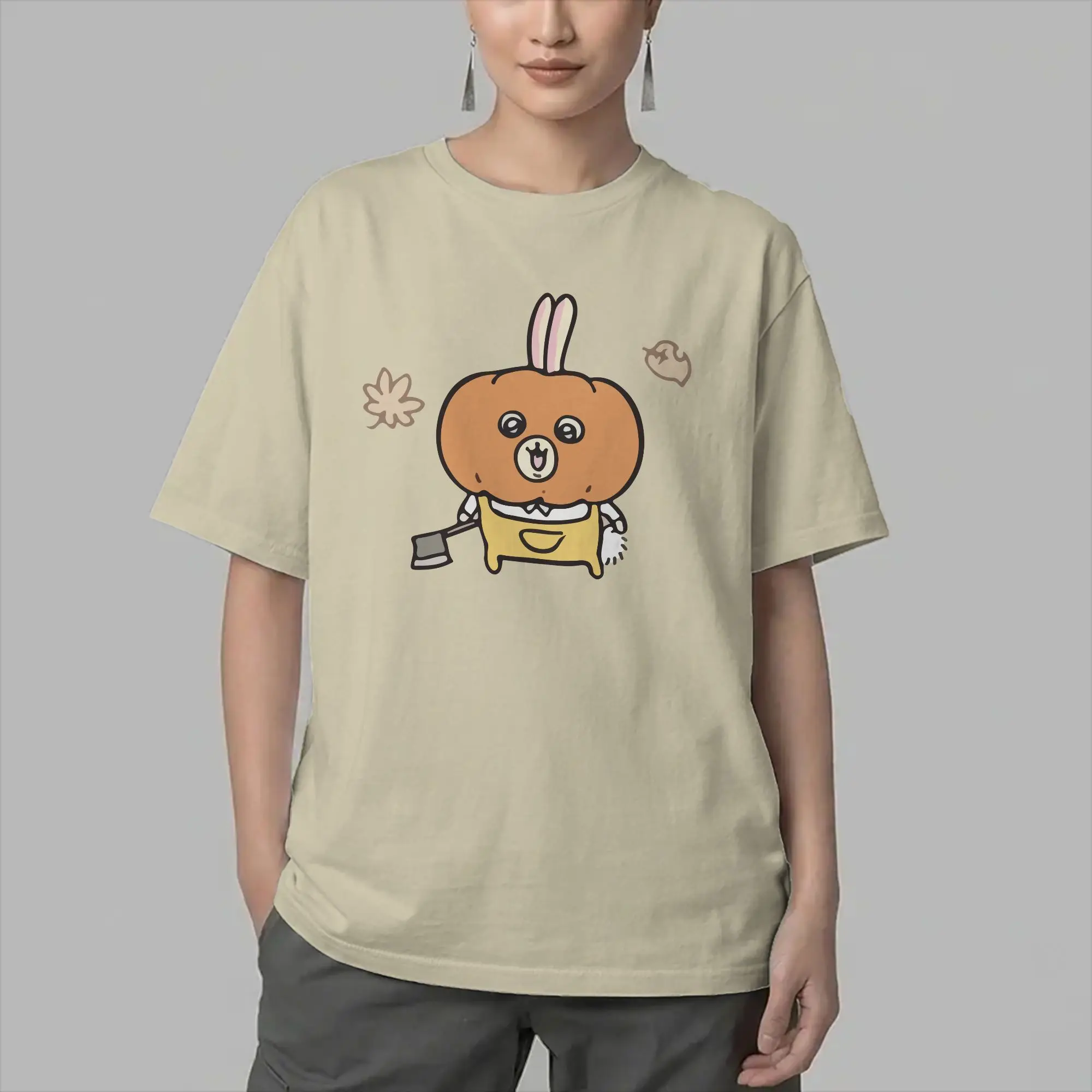 Chiikawas Usagi Halloween T-Shirt Men  Vintage 100% Cotton Tees Crew Neck Short Sleeve T Shirt Birthday Gift Clothes