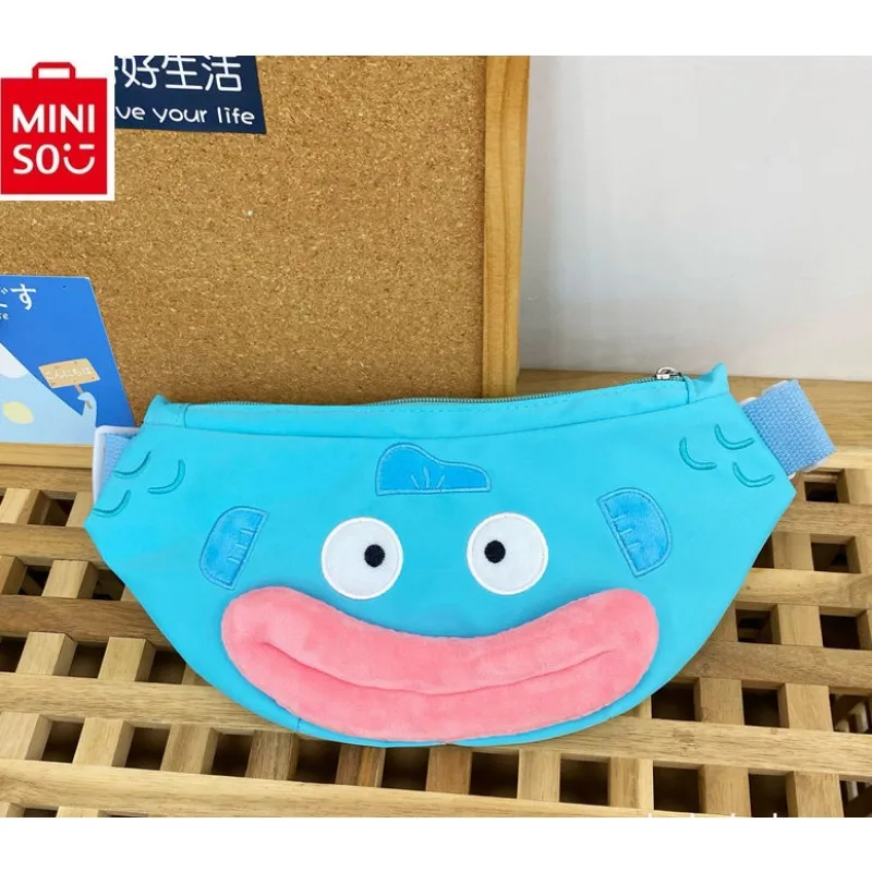 MINISO Sanrio Cartoon Ugly and Cute Big Mouth Crossbody Bag for Students High Quality Multi functional Storage Chest Bag