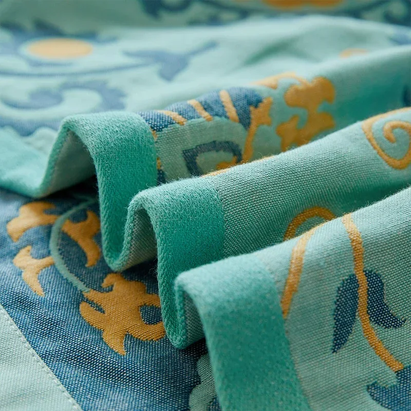 Floral Muslin Cotton Throw Blanket 230*250cm Summer Quilt Blankets for Bed Breathable Bedspread Queen Size Home Sofa Bed Cover 6