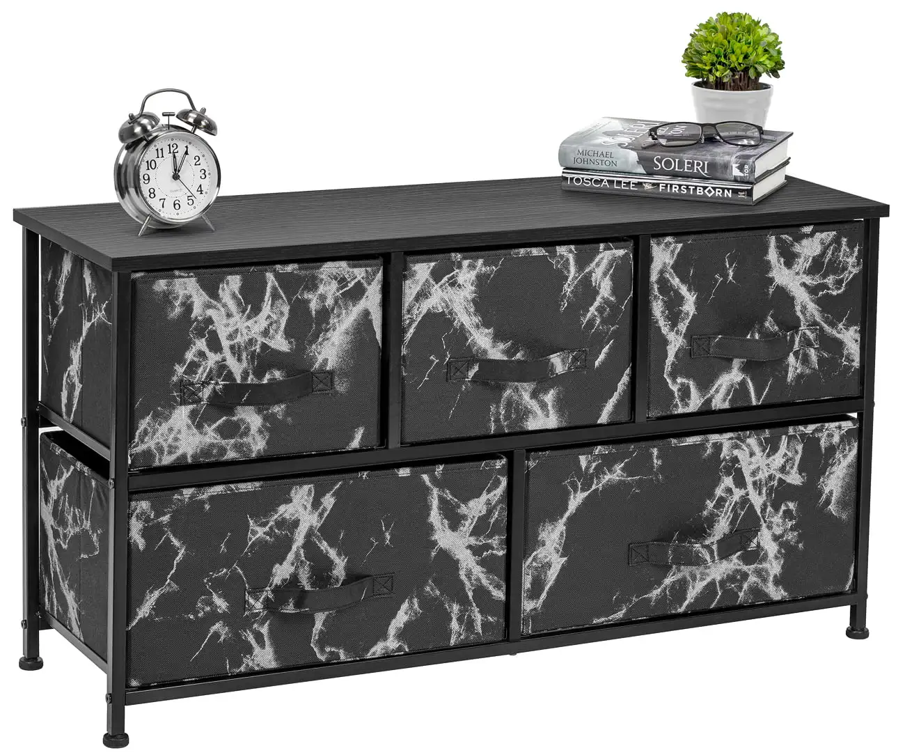 

5 Drawer Storage Chest (Black Frame, Black Marble)