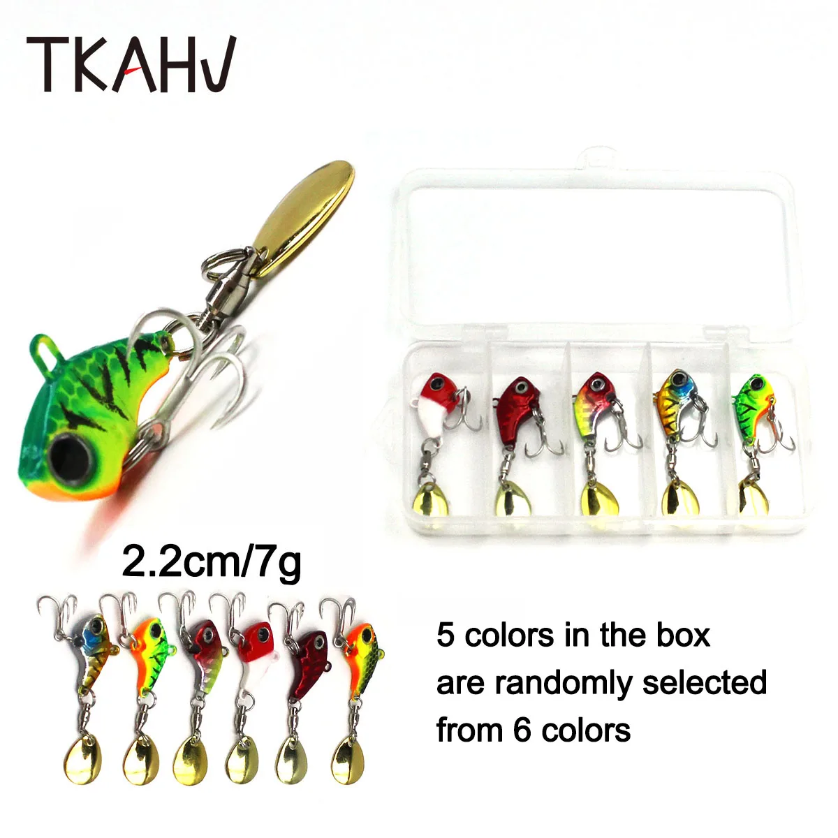 TKAHV 5 PCs/kit 7g Spoon Fishing Lure Metal VIB Sequin Vibration Spinner Hard Bait Jig Wobblers Bass Artificial Trout Swimbait