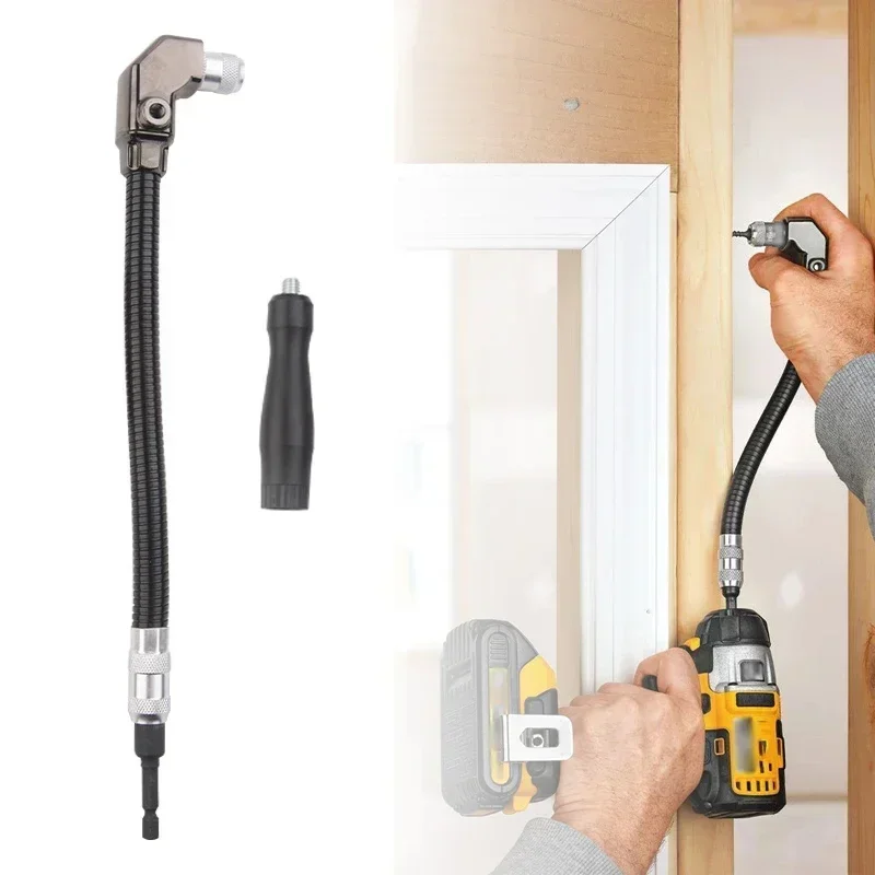 

90-degree Right Angle Electric Drill Chuck Flexible Shaft Extension Rod Drill Electric Screwdriver Adapter Woodworking Tools