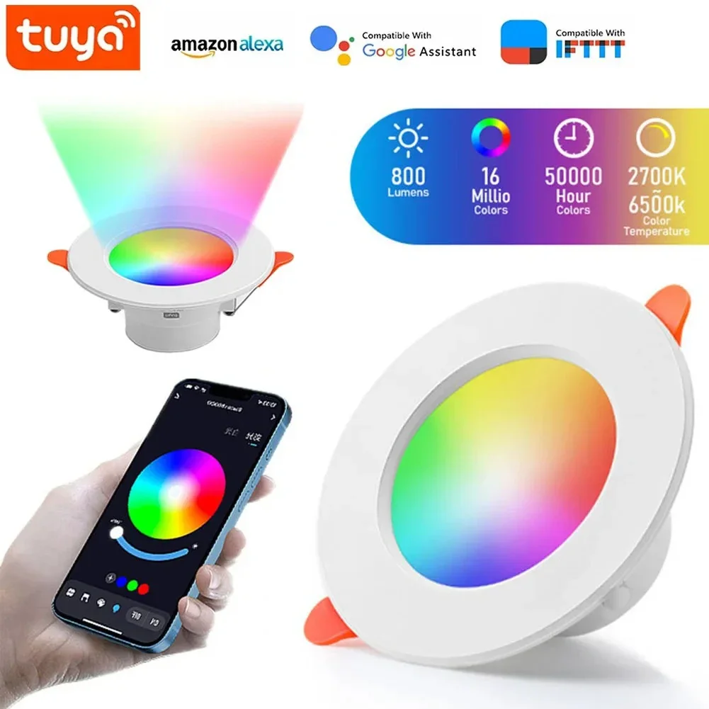 1-10 sztuk LED typu Downlight inteligentna, przyciemniająca lampka Bluetooth 10W RGB + CW + WW wymienna ciepła fajne światło LED typu Downlight