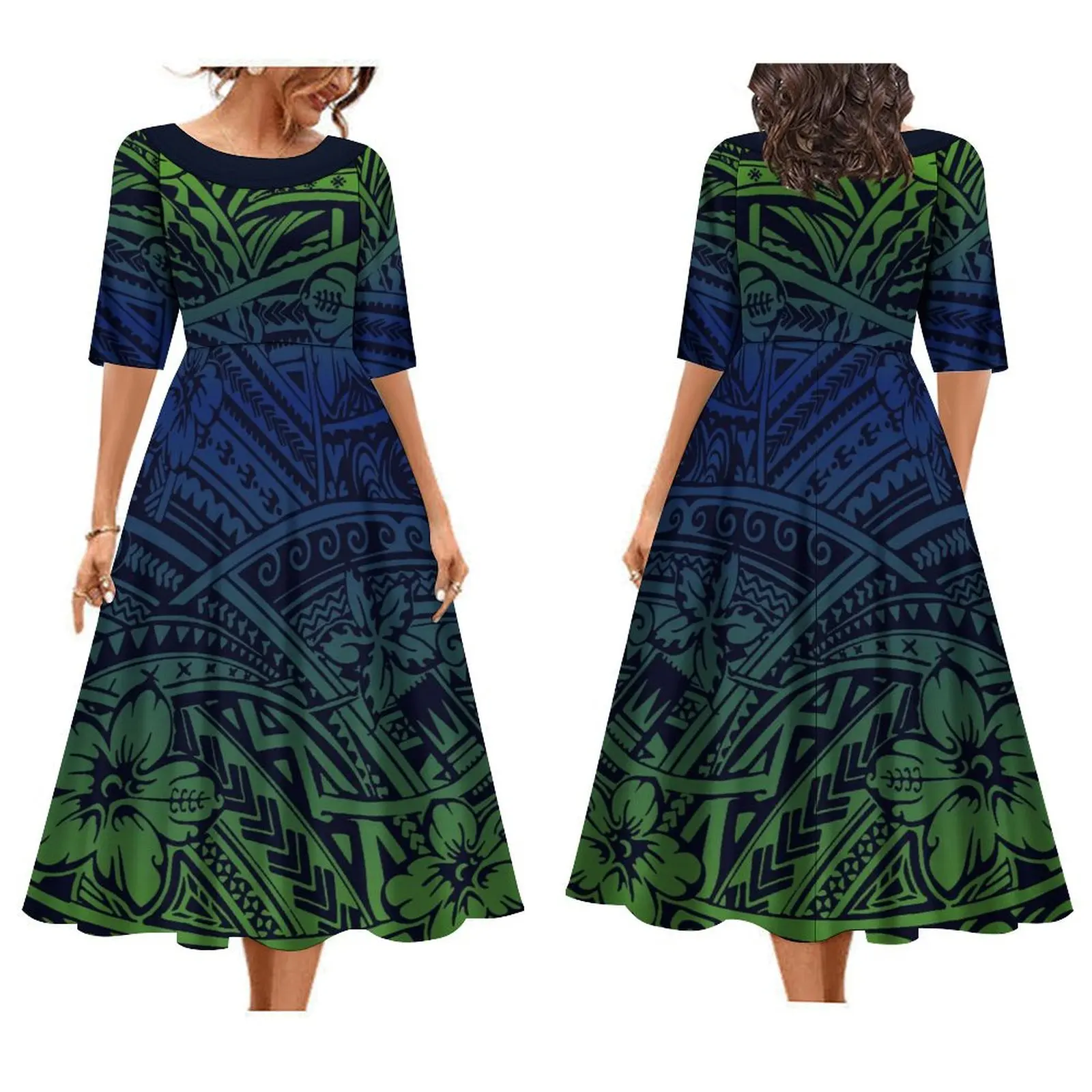 2023 New Design Pacific Ethnic Style O Collar Gown Plus Size 8xl Women'S Party Dress 