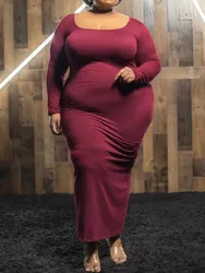 Elegant and Chic Dress Long Sleeve Autumn Dress Bodycon Sexy Long Evening Dress Plus Size Ladies Wholesale Dropshipping