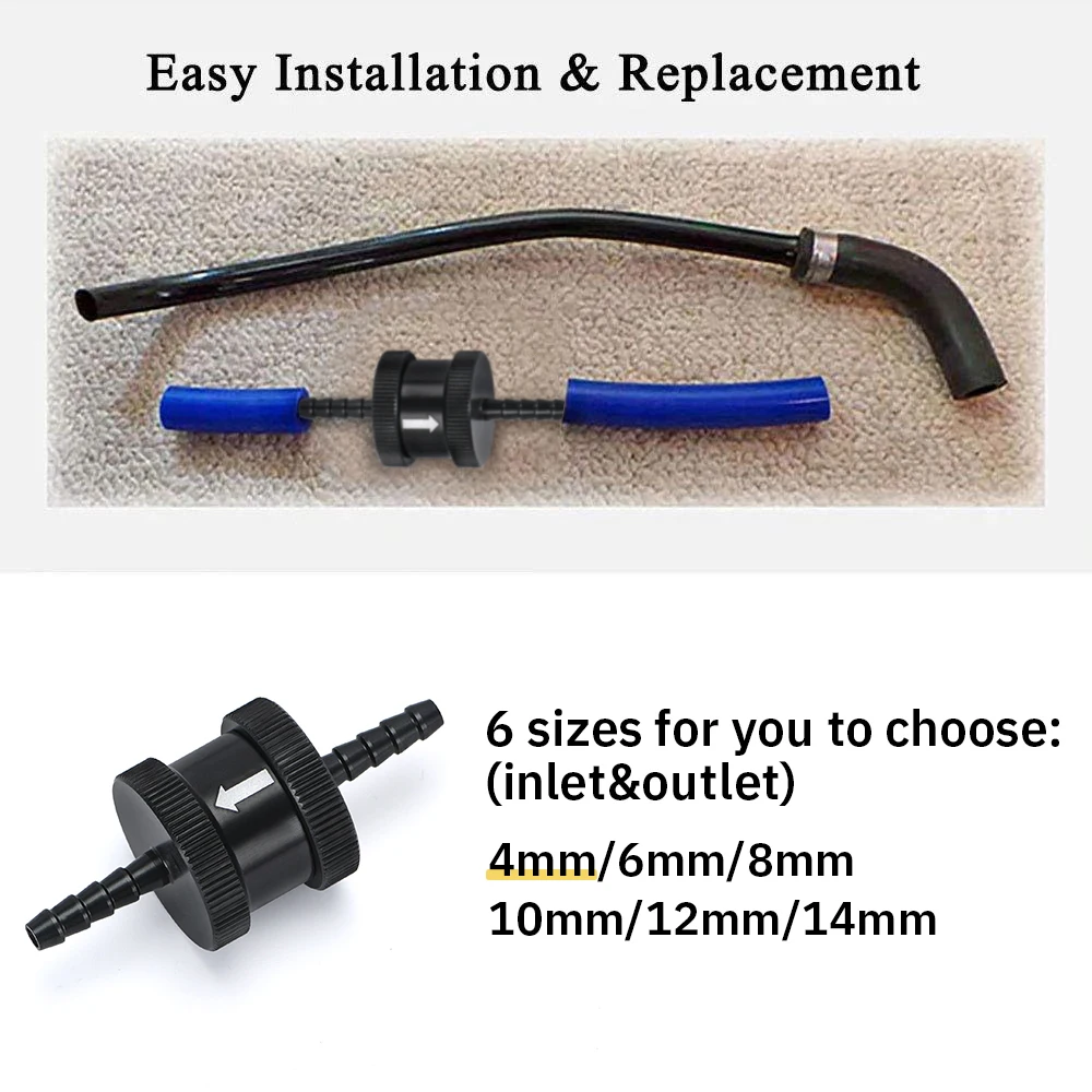 LIZHI- 1/8" 4mm Non Return One Way Fuel Check Valve Aluminum Alloy Petrol Diesel LZ-FCV04