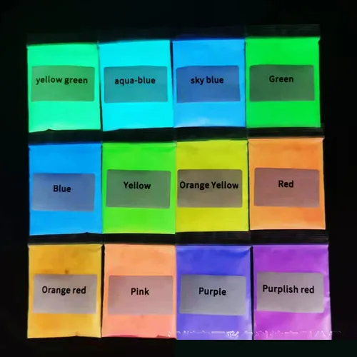 Imagen 2 del producto Polvo de brillo de uñas de fósforo luminoso, 50G, 12 colores, polvo fluorescente brillante verde/azul/rojo, polvo de manicura que brilla en la oscuridad # 2025