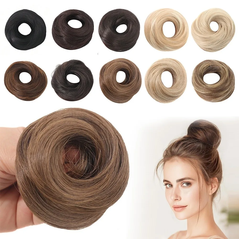 

Пушистые резинки для волос с беспорядочным пучком, золотисто-коричневые прямые резинки для волос, украшение для укладки, синтетический пучок для волос, прическа