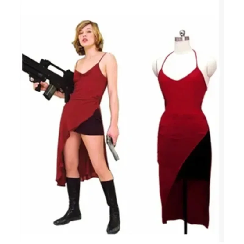 레지던트 위험한 영화 악마 코스프레 의상 게임 앨리스 에이다 빨간 드레스 할로윈 의상
