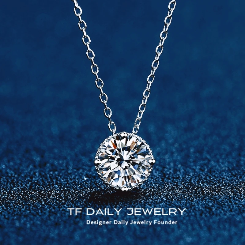 

Necklaces 18K White Gold for Women Moissanite Diamond VVS1 D Color 1ct Pendant Birthday Gift Wedding Fine Jewelry for Girlfriend