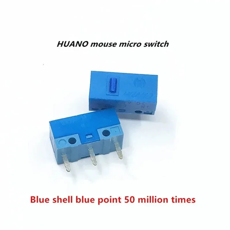 1Pcs New Authentic HUANO mouse micro switch button white yellow blue pink green dot blue shell white dot General 3-pin switch